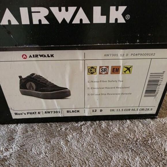Airwalk Phat A SD10 Composite Toe Work Shoes Black Men's 12 EH Slip Resistant - Picture 4 of 14